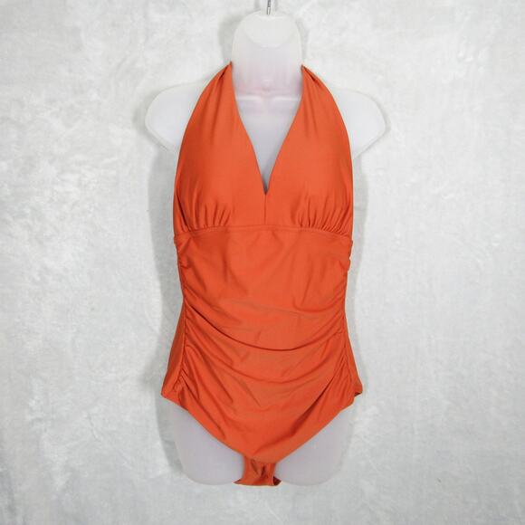 Åhléns Swimsuit Womens Large Halter One Piece Ruched Bathing Suit Swimwear - Picture 3 of 6